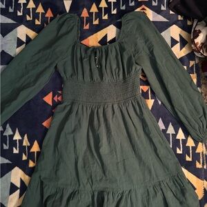 Chic Long Sleeve Green Dress